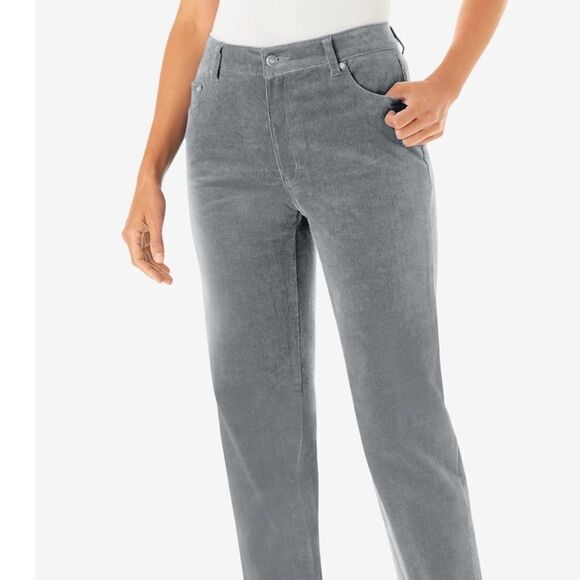 Dress Barn 12 Micro Corduroy Gray Trousers - Picture 1 of 14